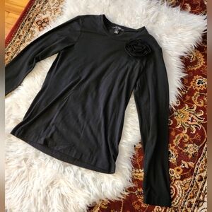 Sandra Angelozzi Black Long Sleeve Rose Top